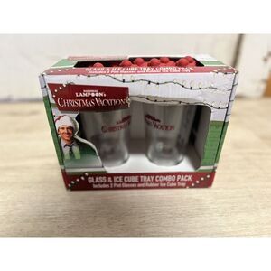 National Lampoon's Christmas Vacation 2 Pint Glasses & Ice Cube Tray Chevy Chase